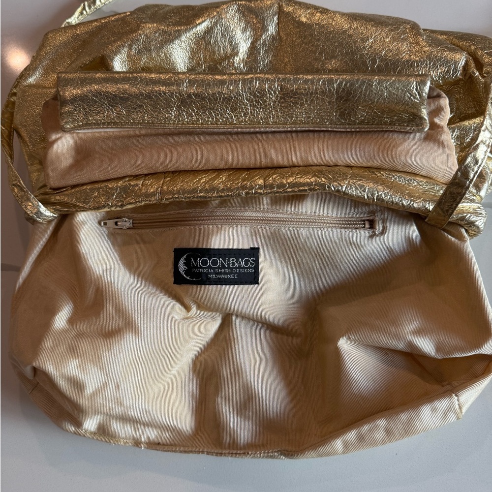 MOON BAGS-vintage 80’s-90’s gold lame Patricia Smith Design made in Milwaukee - Picture 2 of 10